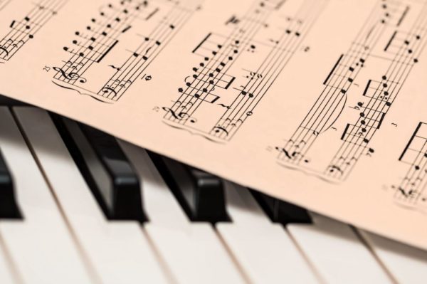 score on a piano
